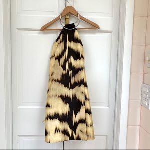 KaufmanFranco Tiger Print Silk Dress with Necklace